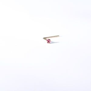 9kt Gold Nose Piercing with cute gem L shape tiny 9k mark New